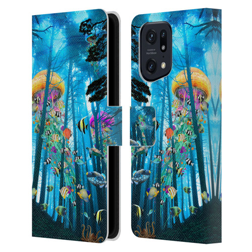 Dave Loblaw Jellyfish Electric Jellyfish In A Mist Leather Book Wallet Case Cover For OPPO Find X5 Pro