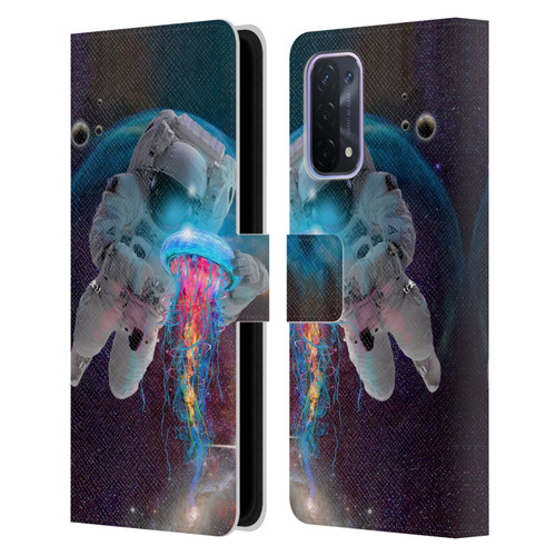 Dave Loblaw Jellyfish Astronaut And Jellyfish Leather Book Wallet Case Cover For OPPO A54 5G