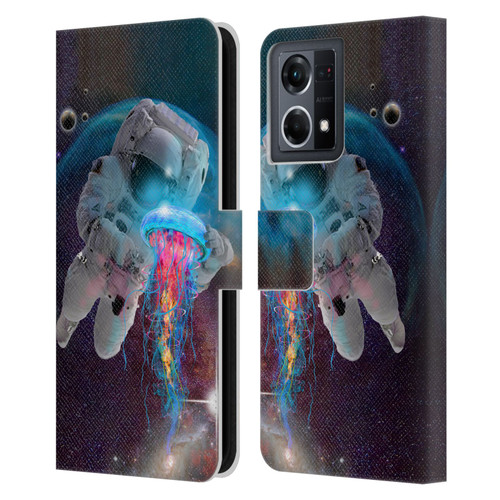 Dave Loblaw Jellyfish Astronaut And Jellyfish Leather Book Wallet Case Cover For OPPO Reno8 4G