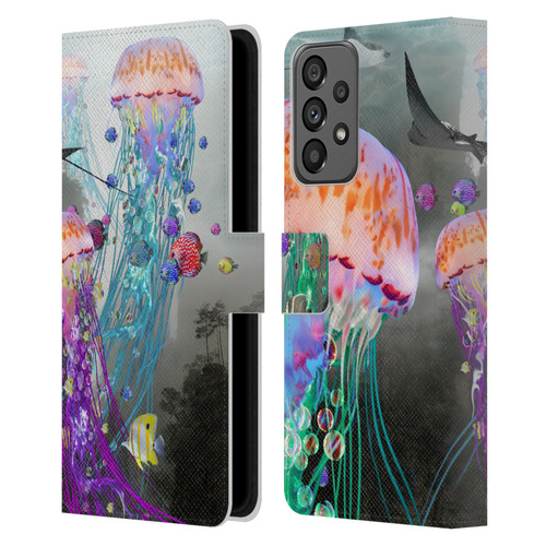 Dave Loblaw Jellyfish Jellyfish Misty Mount Leather Book Wallet Case Cover For Samsung Galaxy A73 5G (2022)