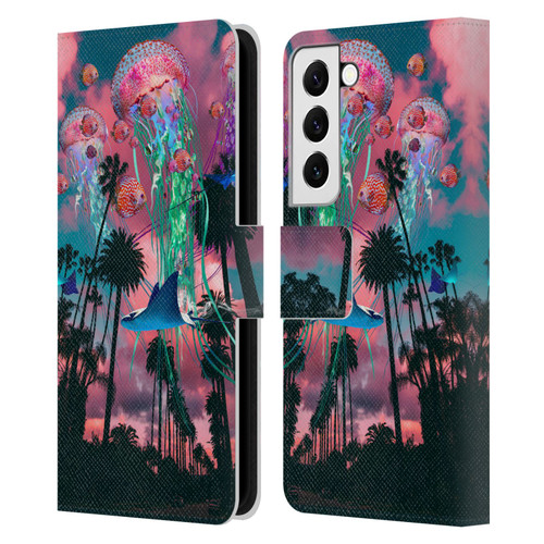 Dave Loblaw Jellyfish California Dreamin Jellyfish Leather Book Wallet Case Cover For Samsung Galaxy S22 5G
