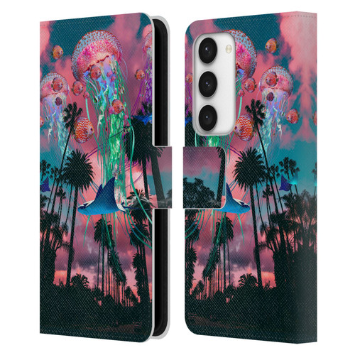 Dave Loblaw Jellyfish California Dreamin Jellyfish Leather Book Wallet Case Cover For Samsung Galaxy S23 5G