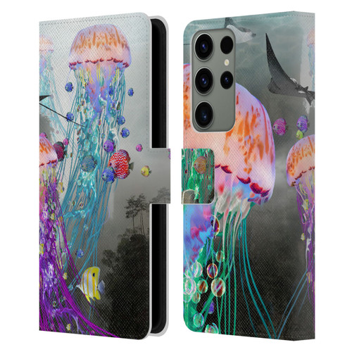 Dave Loblaw Jellyfish Jellyfish Misty Mount Leather Book Wallet Case Cover For Samsung Galaxy S23 Ultra 5G