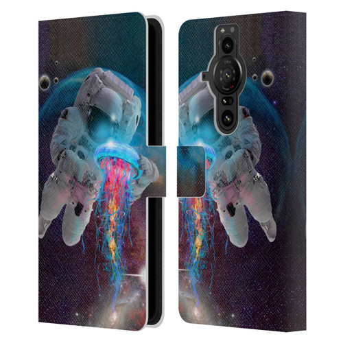 Dave Loblaw Jellyfish Astronaut And Jellyfish Leather Book Wallet Case Cover For Sony Xperia Pro-I