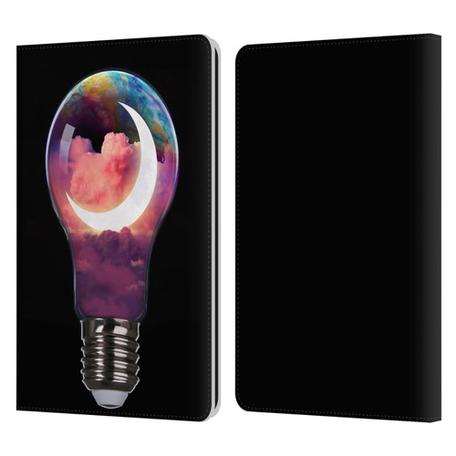 Dave Loblaw Sci-Fi And Surreal Light Bulb Moon Leather Book Wallet Case Cover For Amazon Kindle Paperwhite 1 / 2 / 3