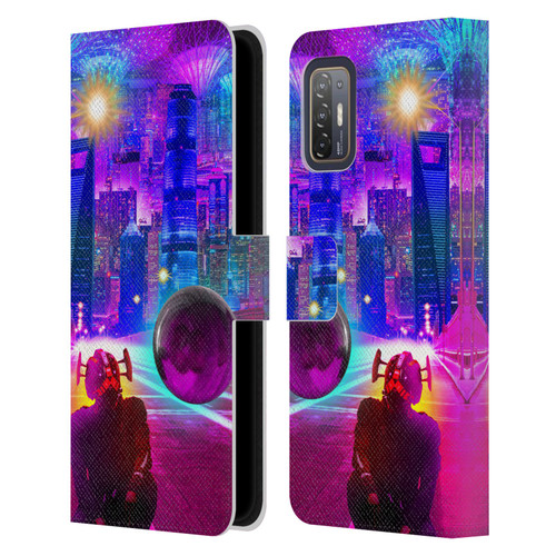 Dave Loblaw Sci-Fi And Surreal Synthwave Street Leather Book Wallet Case Cover For HTC Desire 21 Pro 5G