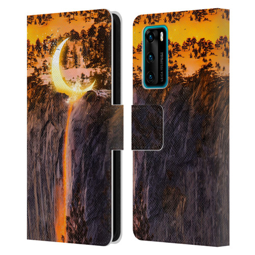 Dave Loblaw Sci-Fi And Surreal Fire Canyon Moon Leather Book Wallet Case Cover For Huawei P40 5G