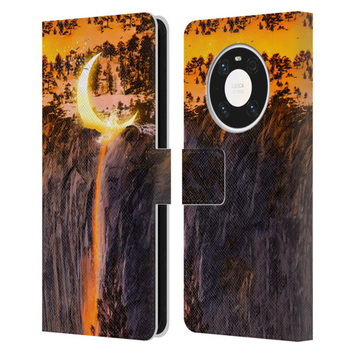 Dave Loblaw Sci-Fi And Surreal Fire Canyon Moon Leather Book Wallet Case Cover For Huawei Mate 40 Pro 5G