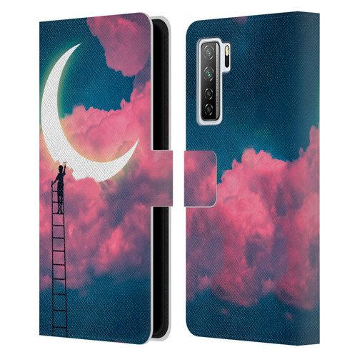 Dave Loblaw Sci-Fi And Surreal Boy Painting Moon Clouds Leather Book Wallet Case Cover For Huawei Nova 7 SE/P40 Lite 5G
