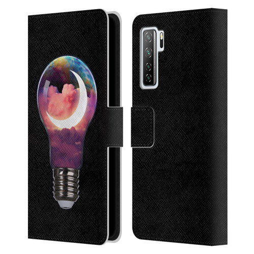 Dave Loblaw Sci-Fi And Surreal Light Bulb Moon Leather Book Wallet Case Cover For Huawei Nova 7 SE/P40 Lite 5G