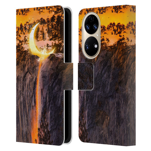 Dave Loblaw Sci-Fi And Surreal Fire Canyon Moon Leather Book Wallet Case Cover For Huawei P50