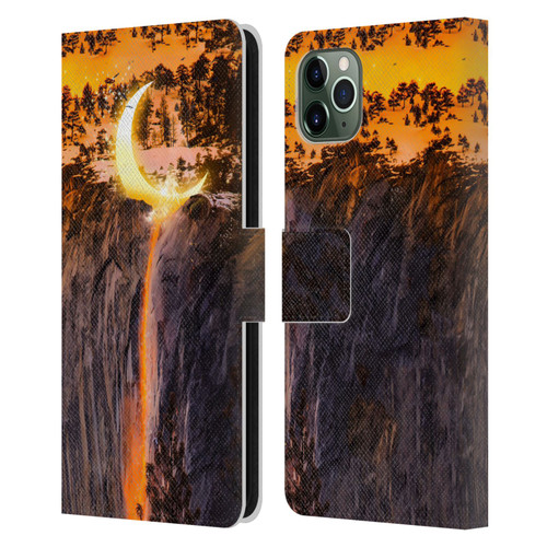Dave Loblaw Sci-Fi And Surreal Fire Canyon Moon Leather Book Wallet Case Cover For Apple iPhone 11 Pro Max