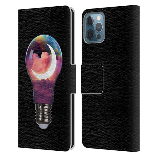 Dave Loblaw Sci-Fi And Surreal Light Bulb Moon Leather Book Wallet Case Cover For Apple iPhone 12 / iPhone 12 Pro