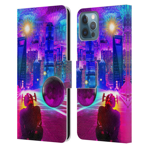 Dave Loblaw Sci-Fi And Surreal Synthwave Street Leather Book Wallet Case Cover For Apple iPhone 12 / iPhone 12 Pro