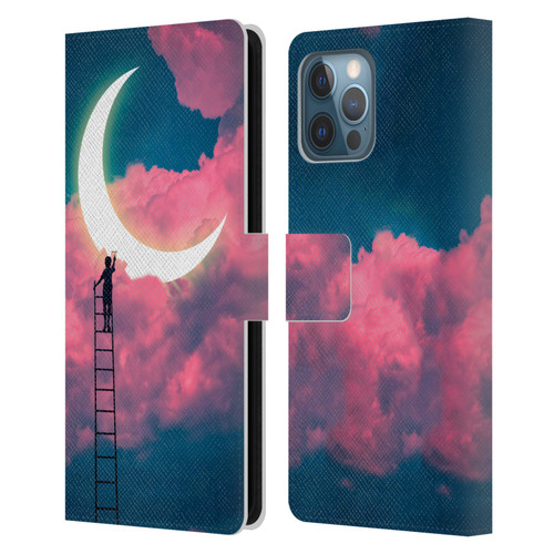 Dave Loblaw Sci-Fi And Surreal Boy Painting Moon Clouds Leather Book Wallet Case Cover For Apple iPhone 12 Pro Max