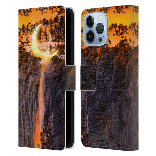 Dave Loblaw Sci-Fi And Surreal Fire Canyon Moon Leather Book Wallet Case Cover For Apple iPhone 13 Pro Max