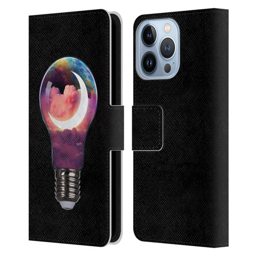 Dave Loblaw Sci-Fi And Surreal Light Bulb Moon Leather Book Wallet Case Cover For Apple iPhone 13 Pro