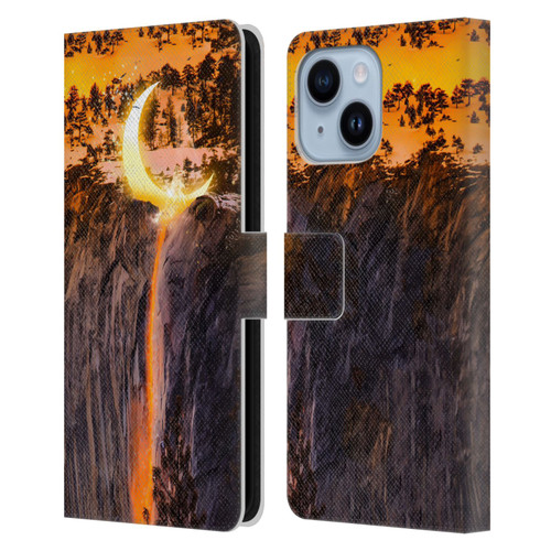 Dave Loblaw Sci-Fi And Surreal Fire Canyon Moon Leather Book Wallet Case Cover For Apple iPhone 14 Plus