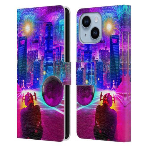 Dave Loblaw Sci-Fi And Surreal Synthwave Street Leather Book Wallet Case Cover For Apple iPhone 14 Plus