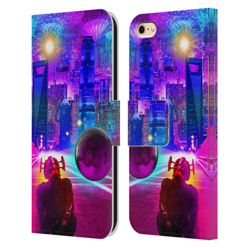 Dave Loblaw Sci-Fi And Surreal Synthwave Street Leather Book Wallet Case Cover For Apple iPhone 6 / iPhone 6s