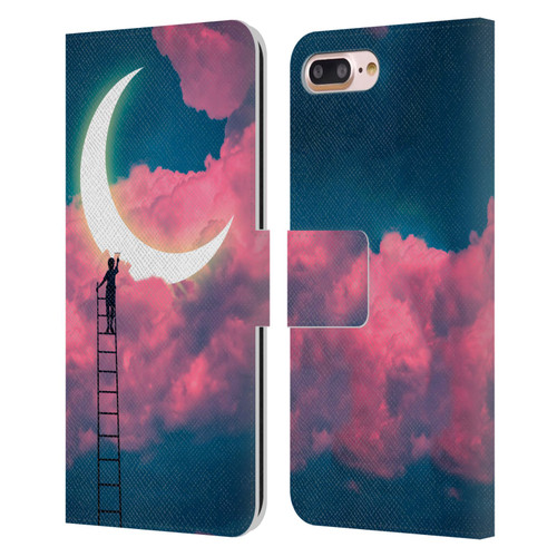 Dave Loblaw Sci-Fi And Surreal Boy Painting Moon Clouds Leather Book Wallet Case Cover For Apple iPhone 7 Plus / iPhone 8 Plus