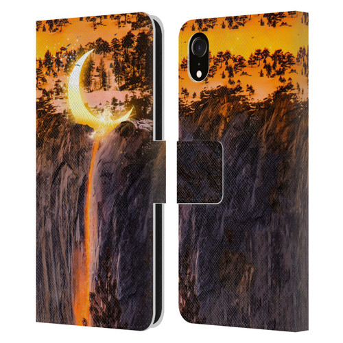 Dave Loblaw Sci-Fi And Surreal Fire Canyon Moon Leather Book Wallet Case Cover For Apple iPhone XR
