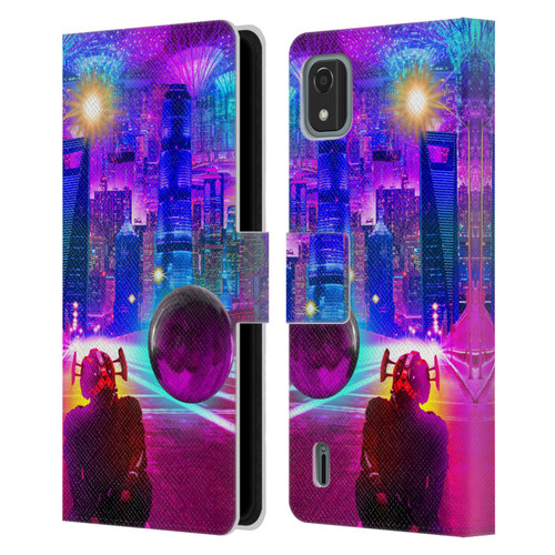 Dave Loblaw Sci-Fi And Surreal Synthwave Street Leather Book Wallet Case Cover For Nokia C2 2nd Edition