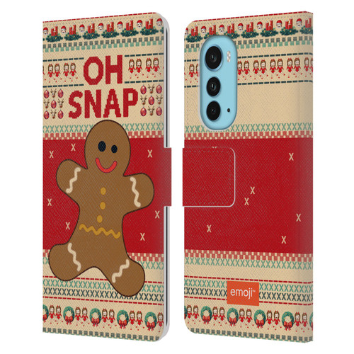 emoji® Ugly Christmas Gingerbread Leather Book Wallet Case Cover For Motorola Edge (2022)