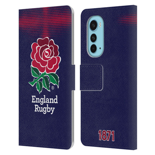 England Rugby Union 2016/17 The Rose Alternate Kit Leather Book Wallet Case Cover For Motorola Edge (2022)