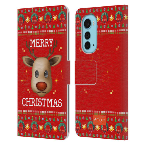 emoji® Ugly Christmas Reindeer Leather Book Wallet Case Cover For Motorola Edge (2022)