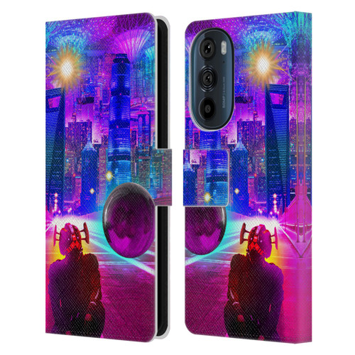 Dave Loblaw Sci-Fi And Surreal Synthwave Street Leather Book Wallet Case Cover For Motorola Edge 30