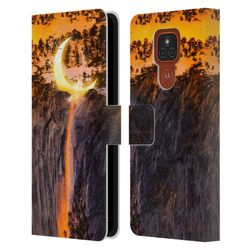 Dave Loblaw Sci-Fi And Surreal Fire Canyon Moon Leather Book Wallet Case Cover For Motorola Moto E7 Plus