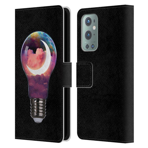 Dave Loblaw Sci-Fi And Surreal Light Bulb Moon Leather Book Wallet Case Cover For OnePlus 9