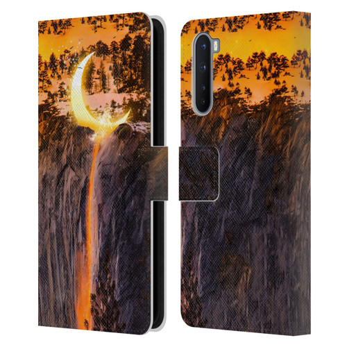 Dave Loblaw Sci-Fi And Surreal Fire Canyon Moon Leather Book Wallet Case Cover For OnePlus Nord 5G