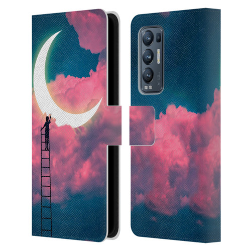 Dave Loblaw Sci-Fi And Surreal Boy Painting Moon Clouds Leather Book Wallet Case Cover For OPPO Find X3 Neo / Reno5 Pro+ 5G