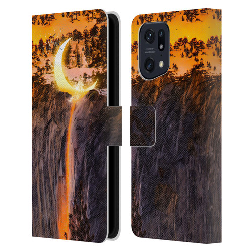 Dave Loblaw Sci-Fi And Surreal Fire Canyon Moon Leather Book Wallet Case Cover For OPPO Find X5