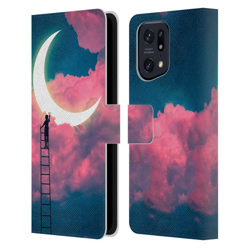Dave Loblaw Sci-Fi And Surreal Boy Painting Moon Clouds Leather Book Wallet Case Cover For OPPO Find X5 Pro