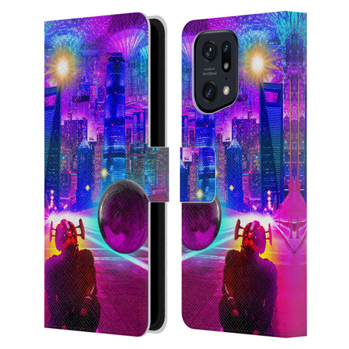Dave Loblaw Sci-Fi And Surreal Synthwave Street Leather Book Wallet Case Cover For OPPO Find X5 Pro