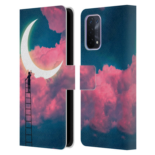 Dave Loblaw Sci-Fi And Surreal Boy Painting Moon Clouds Leather Book Wallet Case Cover For OPPO A54 5G