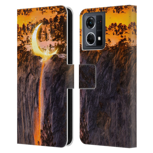 Dave Loblaw Sci-Fi And Surreal Fire Canyon Moon Leather Book Wallet Case Cover For OPPO Reno8 4G