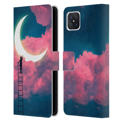 Dave Loblaw Sci-Fi And Surreal Boy Painting Moon Clouds Leather Book Wallet Case Cover For OPPO Reno4 Z 5G