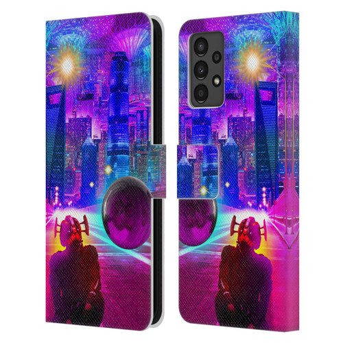 Dave Loblaw Sci-Fi And Surreal Synthwave Street Leather Book Wallet Case Cover For Samsung Galaxy A13 (2022)