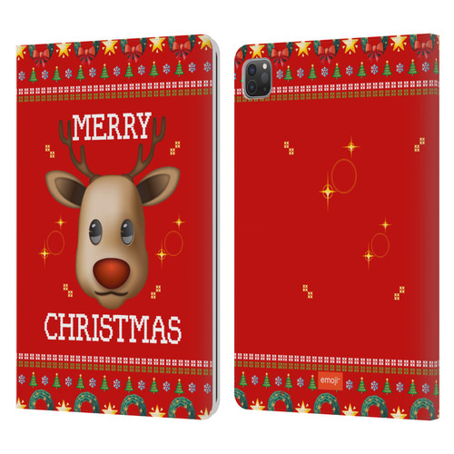 emoji® Ugly Christmas Reindeer Leather Book Wallet Case Cover For Apple iPad Pro 11 2020 / 2021 / 2022