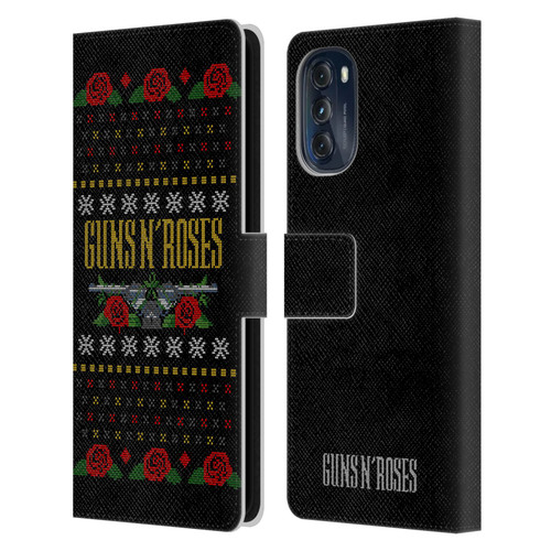 Guns N' Roses Christmas Text Logo Pistol Leather Book Wallet Case Cover For Motorola Moto G (2022)