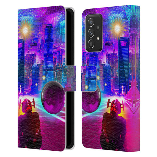 Dave Loblaw Sci-Fi And Surreal Synthwave Street Leather Book Wallet Case Cover For Samsung Galaxy A53 5G (2022)