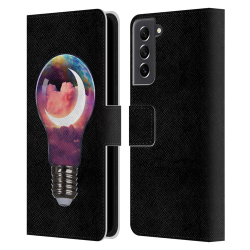 Dave Loblaw Sci-Fi And Surreal Light Bulb Moon Leather Book Wallet Case Cover For Samsung Galaxy S21 FE 5G