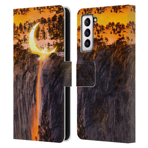 Dave Loblaw Sci-Fi And Surreal Fire Canyon Moon Leather Book Wallet Case Cover For Samsung Galaxy S21 5G