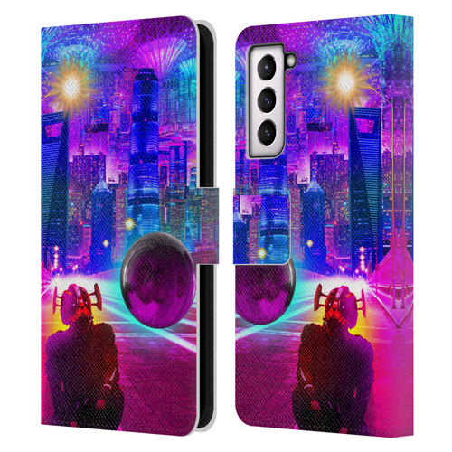 Dave Loblaw Sci-Fi And Surreal Synthwave Street Leather Book Wallet Case Cover For Samsung Galaxy S21 5G