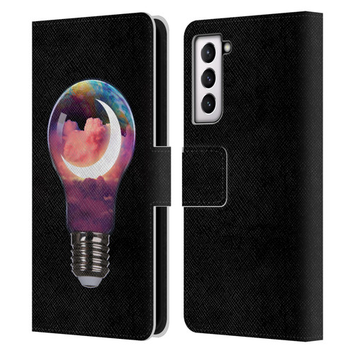 Dave Loblaw Sci-Fi And Surreal Light Bulb Moon Leather Book Wallet Case Cover For Samsung Galaxy S21 5G