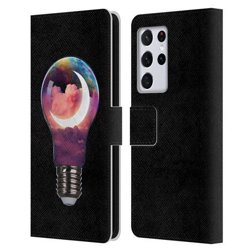 Dave Loblaw Sci-Fi And Surreal Light Bulb Moon Leather Book Wallet Case Cover For Samsung Galaxy S21 Ultra 5G